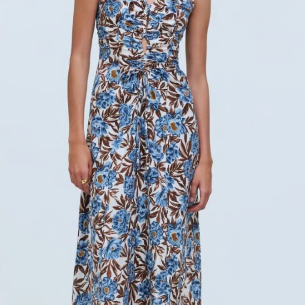 Madewell Blue and Brown Floral Maxi Dress